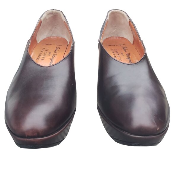 Robert Clergerie x Barneys Pumps Brown Leather Round Toe Block Heel 8.5 - Picture 2 of 12